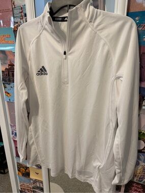 adidas White Athletic Quarter-Zip Top